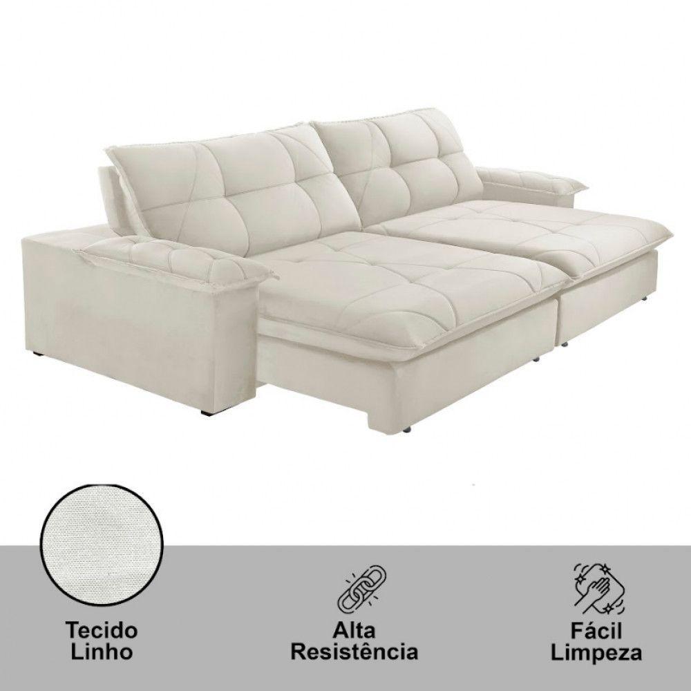 Sofá Gaia Linho 02 Módulos 120 Cm B25cm Meu Sofá Online A302 Linho Branco - 4