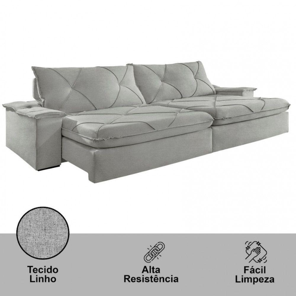 Sofá Apollo Linho 02 Módulos 100 Cm B25cm Meu Sofá Online A230 Linho Cinza - 2
