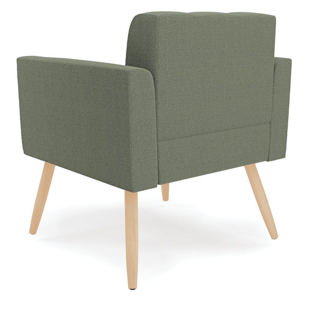 Poltrona Sala De Estar Pé Palito Natural Elisa Bouclê Menta D03 - D'rossi - 4