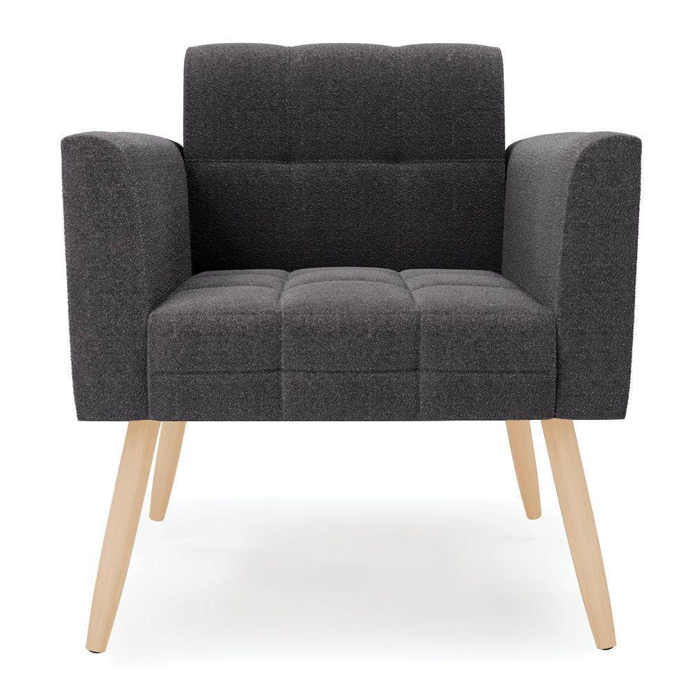Poltrona Sala De Estar Pé Palito Natural Elisa Bouclê Grafite D03 - D'rossi - 6