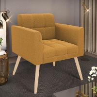 Poltrona Sala De Estar Pé Palito Natural Elisa Bouclê Mostarda D03 - D'rossi - 6