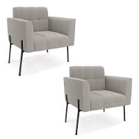 Poltrona Sala De Estar Pé De Ferro Pto Kit 2 Elisa Bouclê Cinza D03 - D'rossi - 1