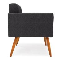 Poltrona Sala De Estar Pé Palito Castanho Elisa Bouclê Grafite D03 - D'rossi - 2