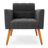 Poltrona Sala De Estar Pé Palito Castanho Elisa Bouclê Grafite D03 - D'rossi - 3