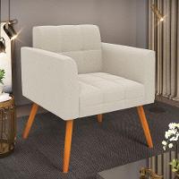 Poltrona Sala De Estar Pé Palito Castanho Elisa Bouclê Bege D03 - D'rossi - 6