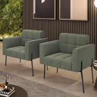 Poltrona Sala De Estar Pé De Ferro Pto Kit 2 Elisa Bouclê Menta D03 - D'rossi - 6