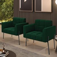 Poltrona Sala De Estar Pé De Ferro Pto Kit 2 Elisa Bouclê Verde D03 - D'rossi - 6