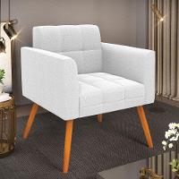 Poltrona Sala De Estar Pé Palito Castanho Elisa Bouclê Off White D03 - D'rossi - 6