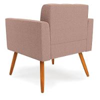 Poltrona Sala De Estar Pé Palito Castanho Elisa Bouclê Rosê D03 - D'rossi