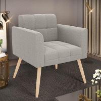 Poltrona Sala De Estar Pé Palito Natural Elisa Bouclê D03 - D'rossi Cor Cinza - 6