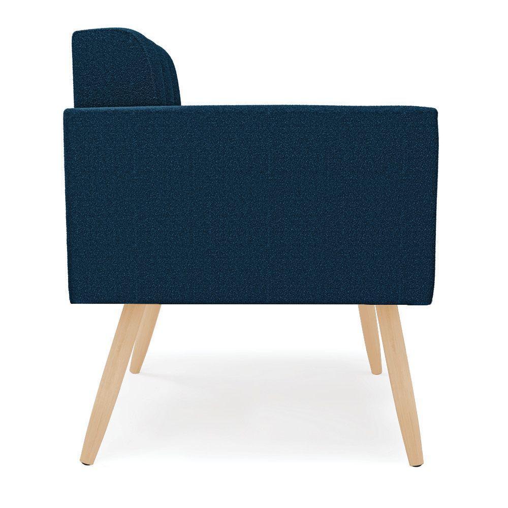 Poltrona Sala Estar Pé Palito Natural Kit 2 Elisa Bouclê D03 - D'rossi Cor Azul - 2