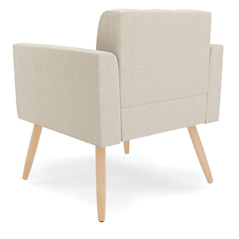 Poltrona Sala Estar Pé Palito Natural Kit 2 Elisa Bouclê D03 - D'rossi Cor Bege - 5