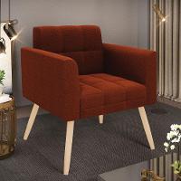 Poltrona Sala De Estar Pé Palito Natural Elisa Bouclê Terra D03 - D'rossi - 6