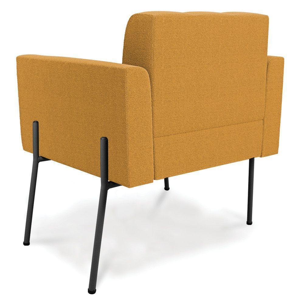 Poltrona Sala De Estar Pé De Ferro Pto Kit 2 Elisa Bouclê Mostarda D03 - D'rossi - 4