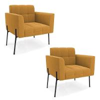 Poltrona Sala De Estar Pé De Ferro Pto Kit 2 Elisa Bouclê Mostarda D03 - D'rossi - 1