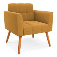 Poltrona Sala De Estar Pé Palito Castanho Elisa Bouclê Mostarda D03 - D'rossi - 1