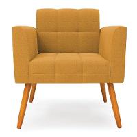 Poltrona Sala De Estar Pé Palito Castanho Elisa Bouclê Mostarda D03 - D'rossi - 3