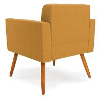 Poltrona Sala De Estar Pé Palito Castanho Elisa Bouclê Mostarda D03 - D'rossi