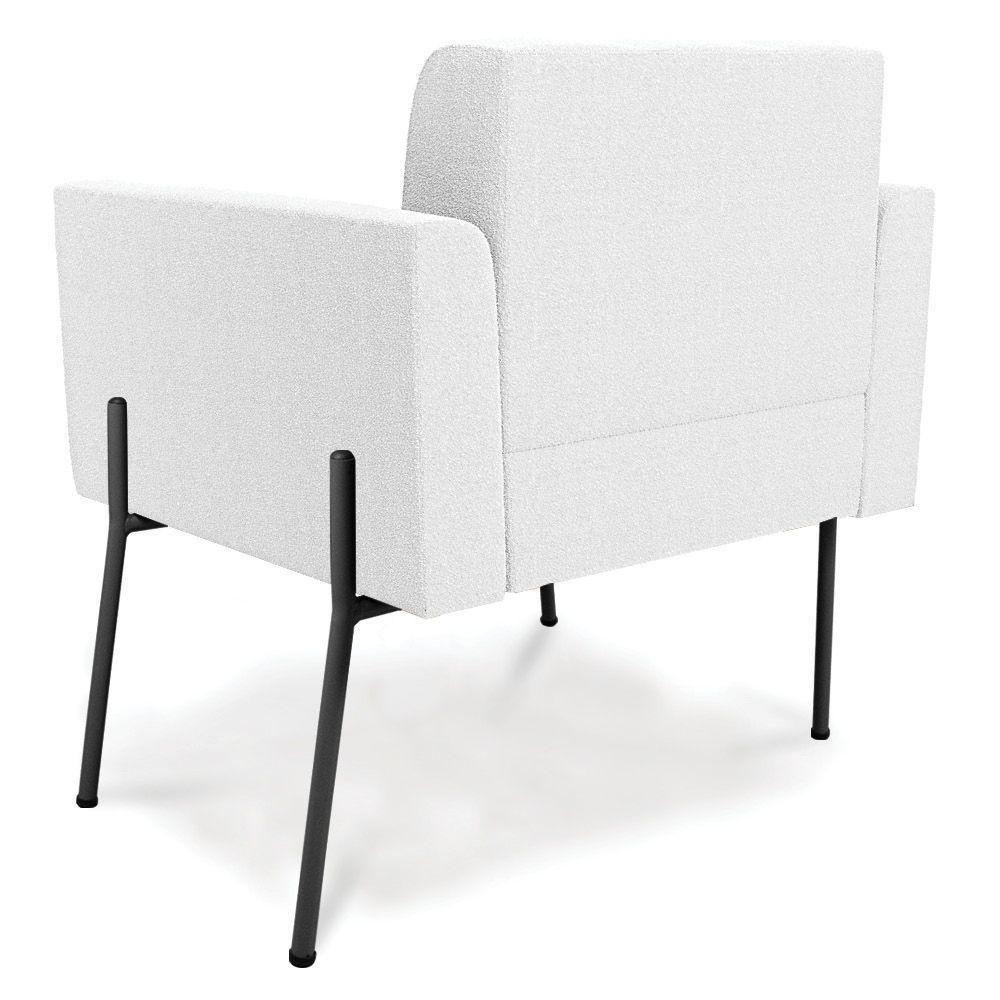 Poltrona Sala De Estar Pé De Ferro Pto Kit 2 Elisa Bouclê Off Wte D03 - D'rossi - 4