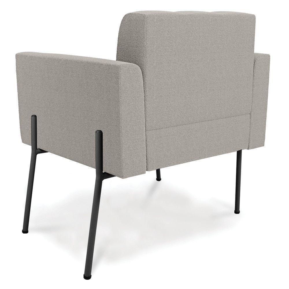 Poltrona Sala De Estar Pé De Ferro Pto Kit 2 Elisa Bouclê D03 - D'rossi Cor Cinza - 4