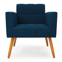 Poltrona Sala Estar Pé Palito Castanho Kit 2 Elisa Bouclê D03 - D'rossi Cor Azul