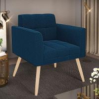 Poltrona Sala De Estar Pé Palito Natural Elisa Bouclê D03 - D'rossi Cor Azul - 5