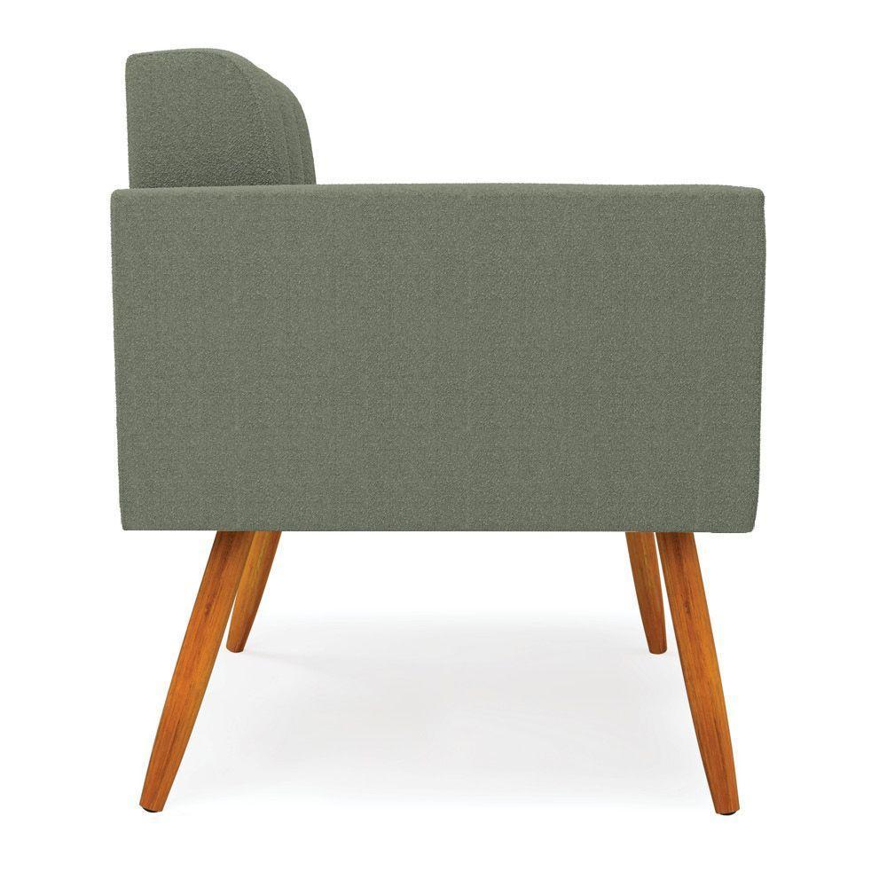 Poltrona Sala De Estar Pé Palito Castanho Elisa Bouclê Menta D03 - D'rossi - 2