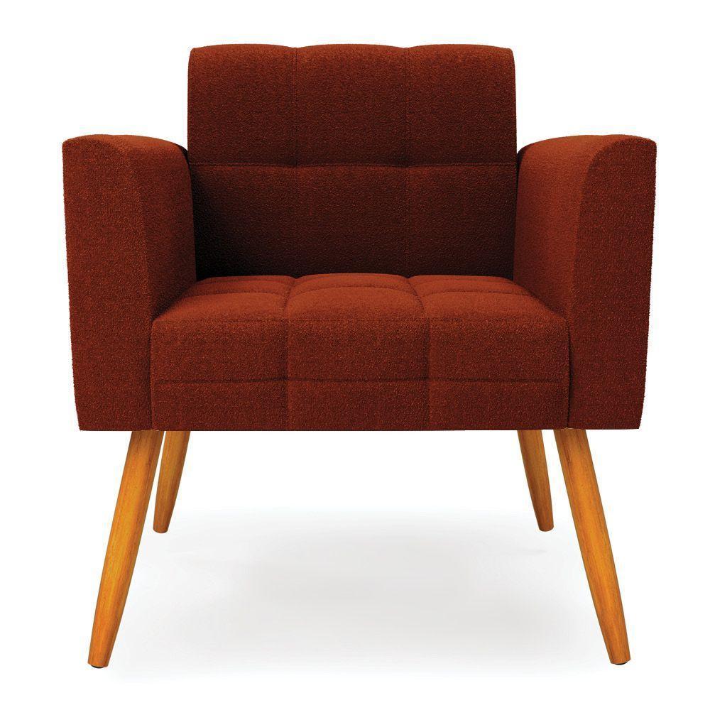 Poltrona Sala De Estar Pé Palito Castanho Elisa Bouclê Terra D03 - D'rossi - 3