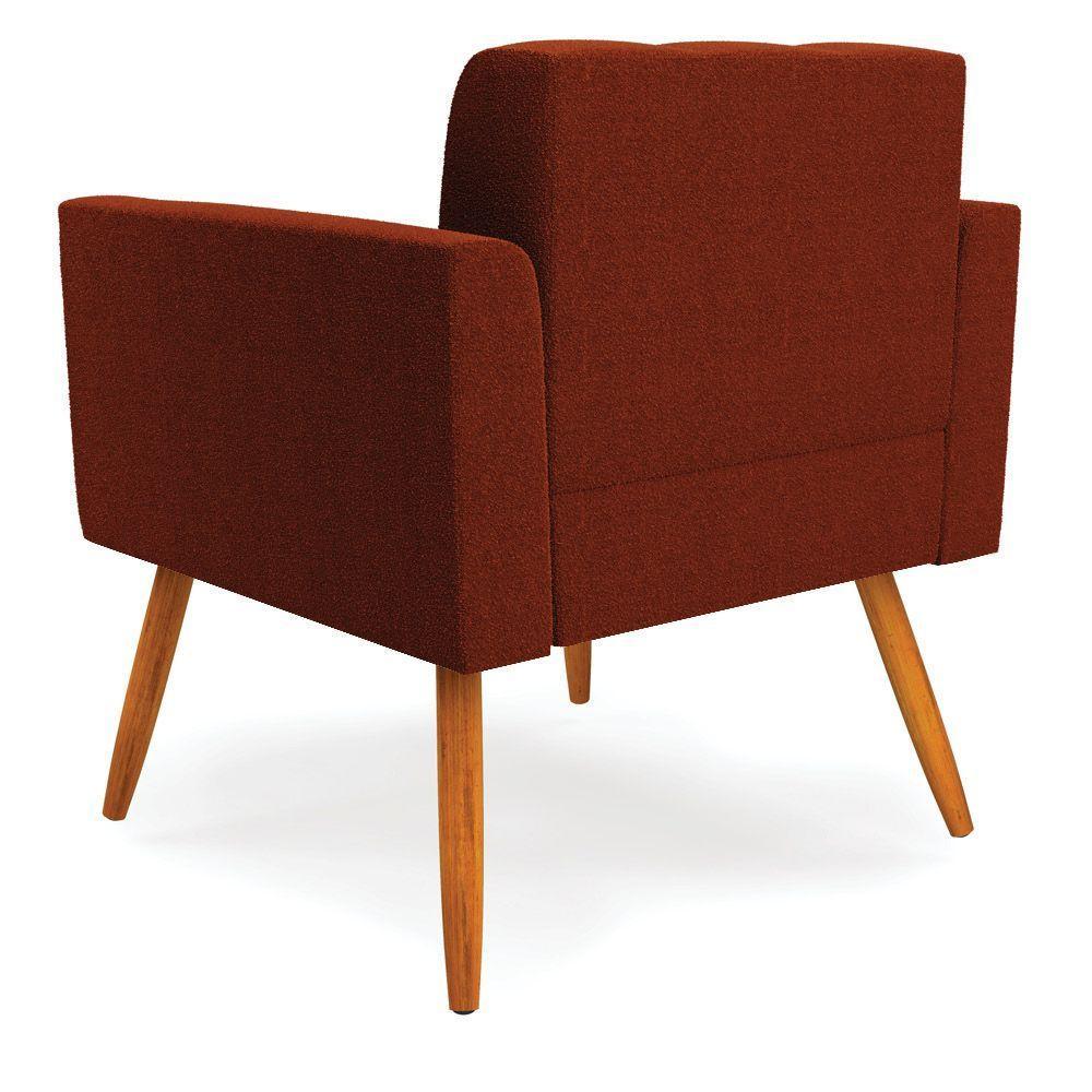 Poltrona Sala De Estar Pé Palito Castanho Elisa Bouclê Terra D03 - D'rossi - 4