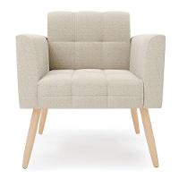 Poltrona Sala De Estar Pé Palito Natural Elisa Bouclê D03 - D'rossi Cor Off White - 3