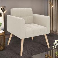 Poltrona Sala De Estar Pé Palito Natural Elisa Bouclê D03 - D'rossi Cor Off White - 6