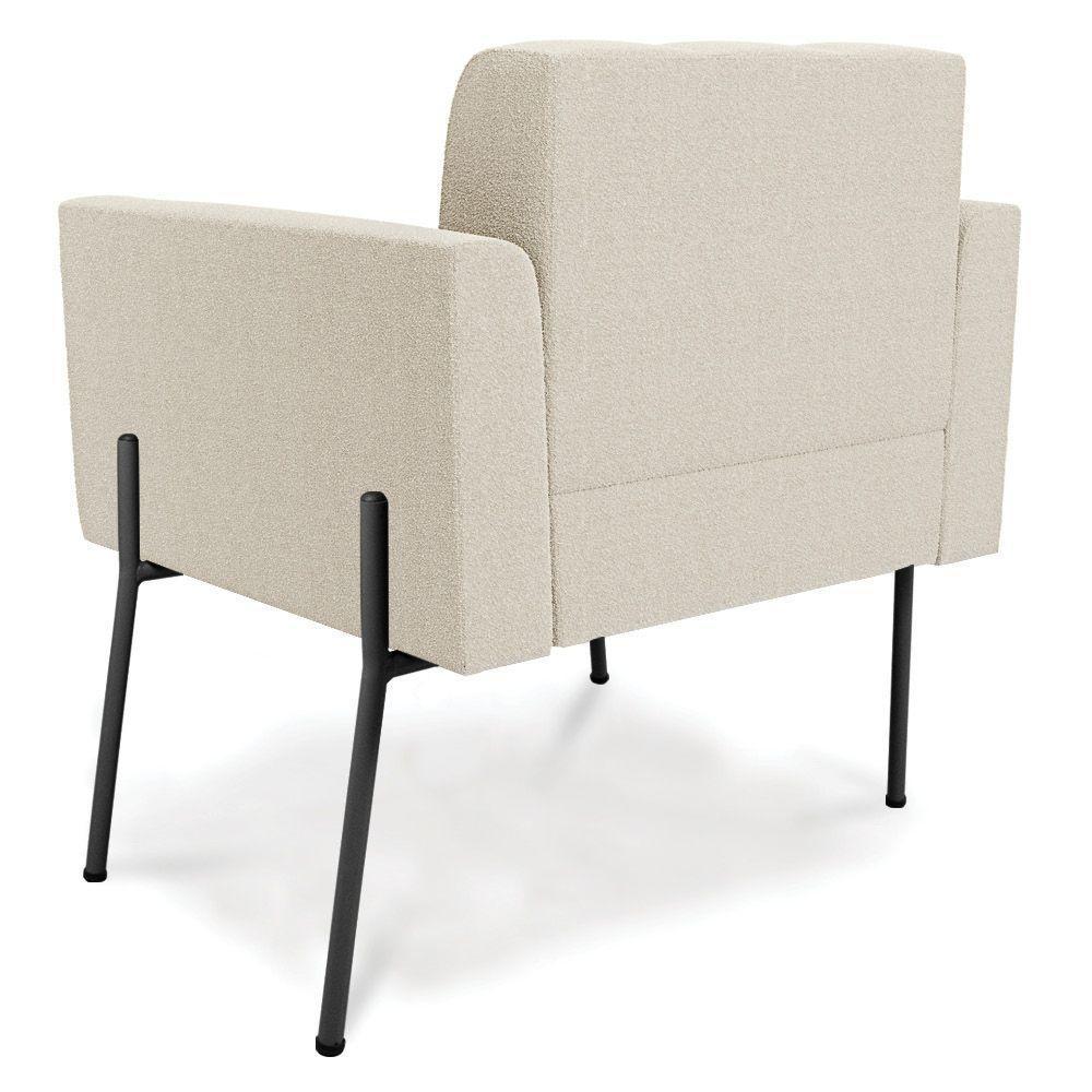 Poltrona Sala De Estar Pé De Ferro Pto Kit 2 Elisa Bouclê D03 - D'rossi Cor Off White - 4