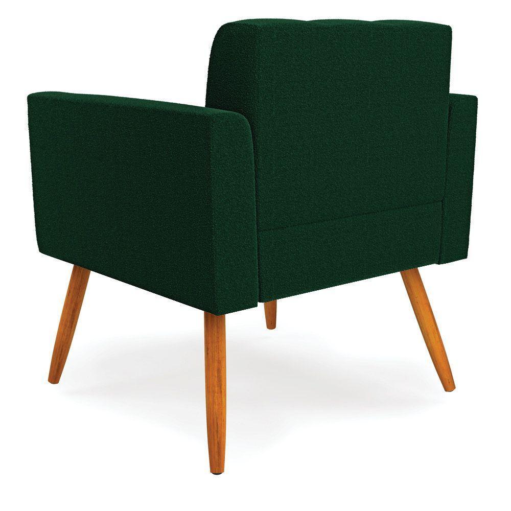 Poltrona Sala De Estar Pé Palito Castanho Elisa Bouclê Verde D03 - D'rossi - 4