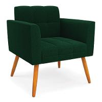 Poltrona Sala De Estar Pé Palito Castanho Elisa Bouclê Verde D03 - D'rossi - 1