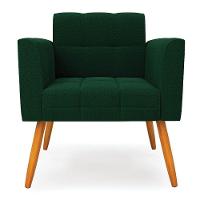 Poltrona Sala De Estar Pé Palito Castanho Elisa Bouclê Verde D03 - D'rossi - 3