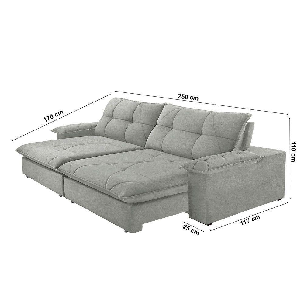 Sofá Gaia Linho 02 Módulos 100 Cm B25cm Meu Sofá Online A230 Linho Cinza - 2