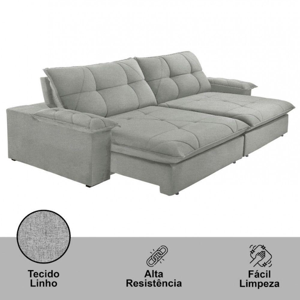 Sofá Gaia Linho 02 Módulos 100 Cm B25cm Meu Sofá Online A230 Linho Cinza - 4