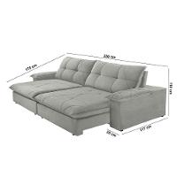 Sofá Gaia Linho 02 Módulos 100 Cm B25cm Meu Sofá Online A230 Linho Cinza - 2