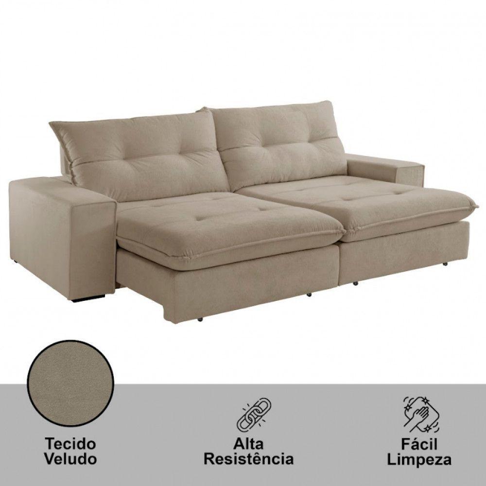 Sofá Athenas Veludo 02 Módulos 120 Cm B25cm Meu Sofá Online B002 Veludo Capuccino - 4