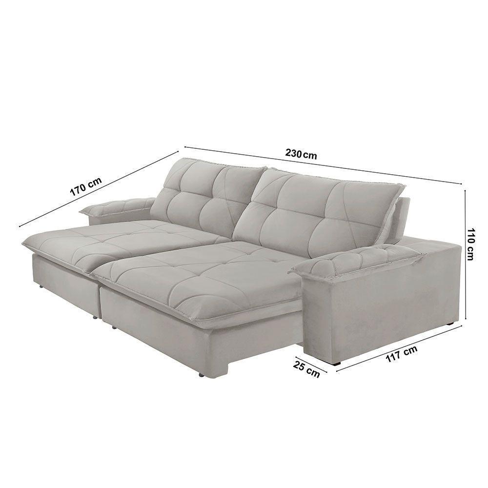 Sofá Gaia Veludo 02 Módulos 90 Cm B25cm Meu Sofá Online B026 Veludo Prata - 2