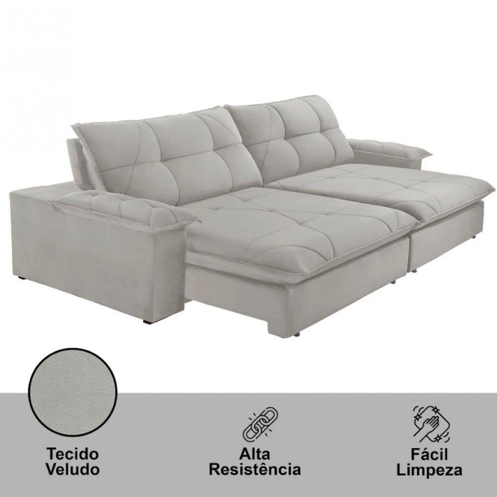 Sofá Gaia Veludo 02 Módulos 90 Cm B25cm Meu Sofá Online B026 Veludo Prata - 4