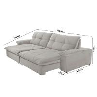 Sofá Gaia Veludo 02 Módulos 90 Cm B25cm Meu Sofá Online B026 Veludo Prata - 2