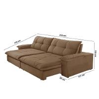 Sofá Gaia Veludo 02 Módulos 80 Cm B25cm Meu Sofá Online B016 Veludo Marrom - 2