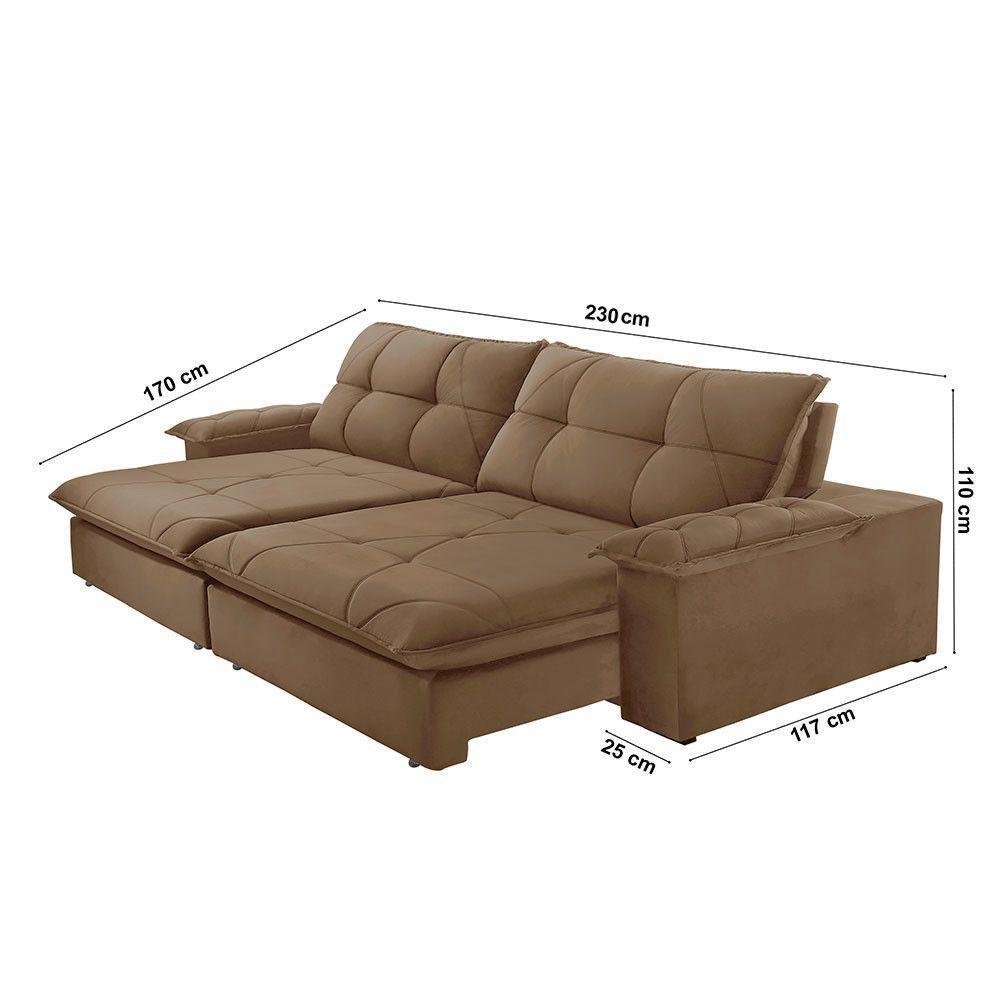 Sofá Gaia Veludo 02 Módulos 90 Cm B25cm Meu Sofá Online B016 Veludo Marrom - 2