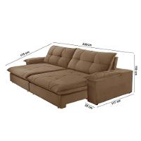 Sofá Gaia Veludo 02 Módulos 90 Cm B25cm Meu Sofá Online B016 Veludo Marrom - 3