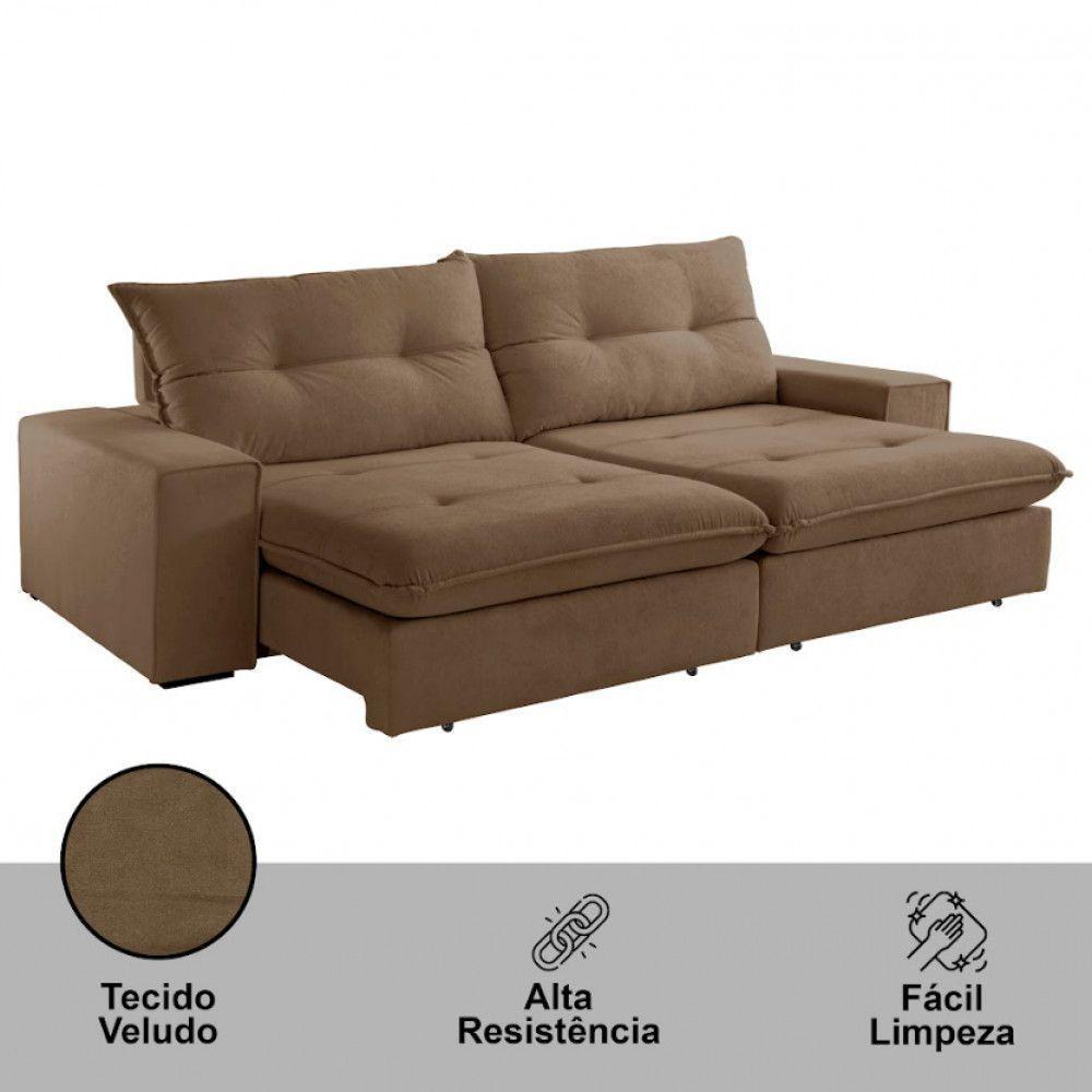 Sofá Athenas Veludo 02 Módulos 100 Cm B25cm Meu Sofá Online B016 Veludo Marrom - 7