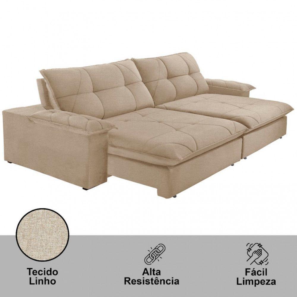 Sofá Gaia Linho 02 Módulos 100 Cm B25cm Meu Sofá Online A226 Linho Bege - 4