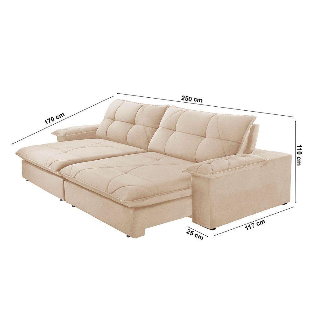 Sofá Gaia Linho 02 Módulos 100 Cm B25cm Meu Sofá Online A294 Linho Creme - 2