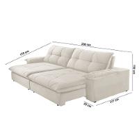 Sofá Gaia Linho 02 Módulos 100 Cm B25cm Meu Sofá Online A302 Linho Branco - 2