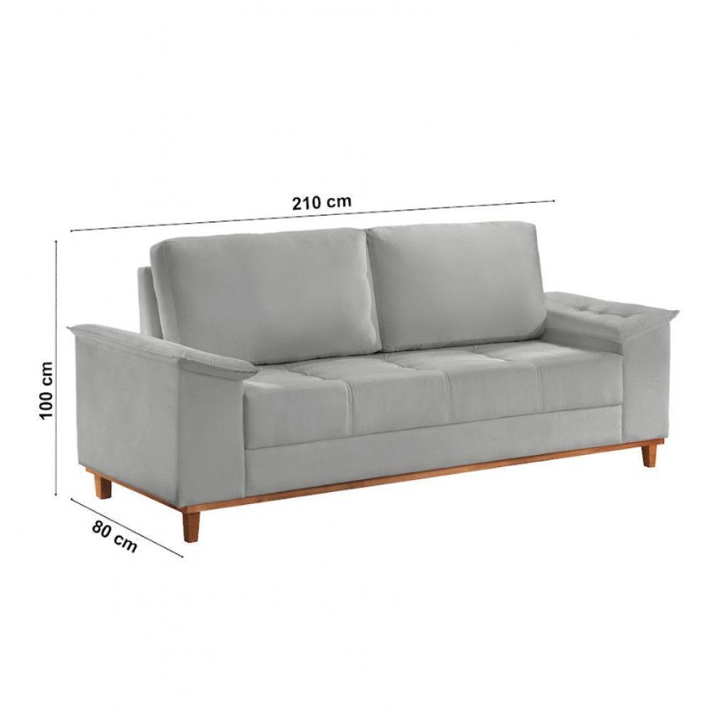 Sofá Ravena Veludo 03 Lugares D28 Meu Sofá Online B026 Veludo Prata - 2